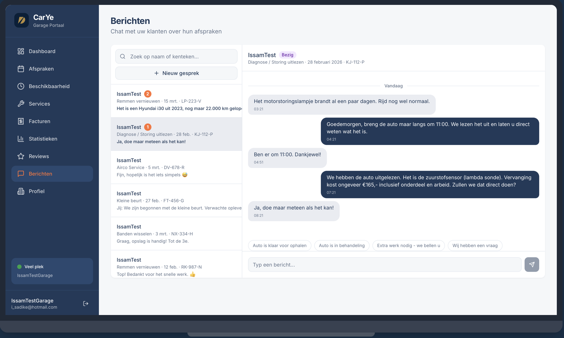 Live Chat — App to Garage